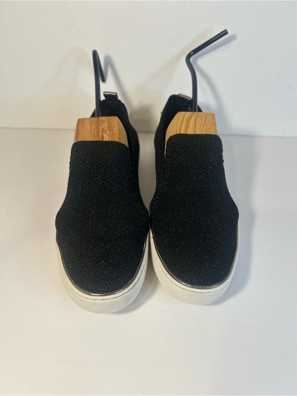 Michael Kors Black Knit Slip-On Sneakers with White Soles